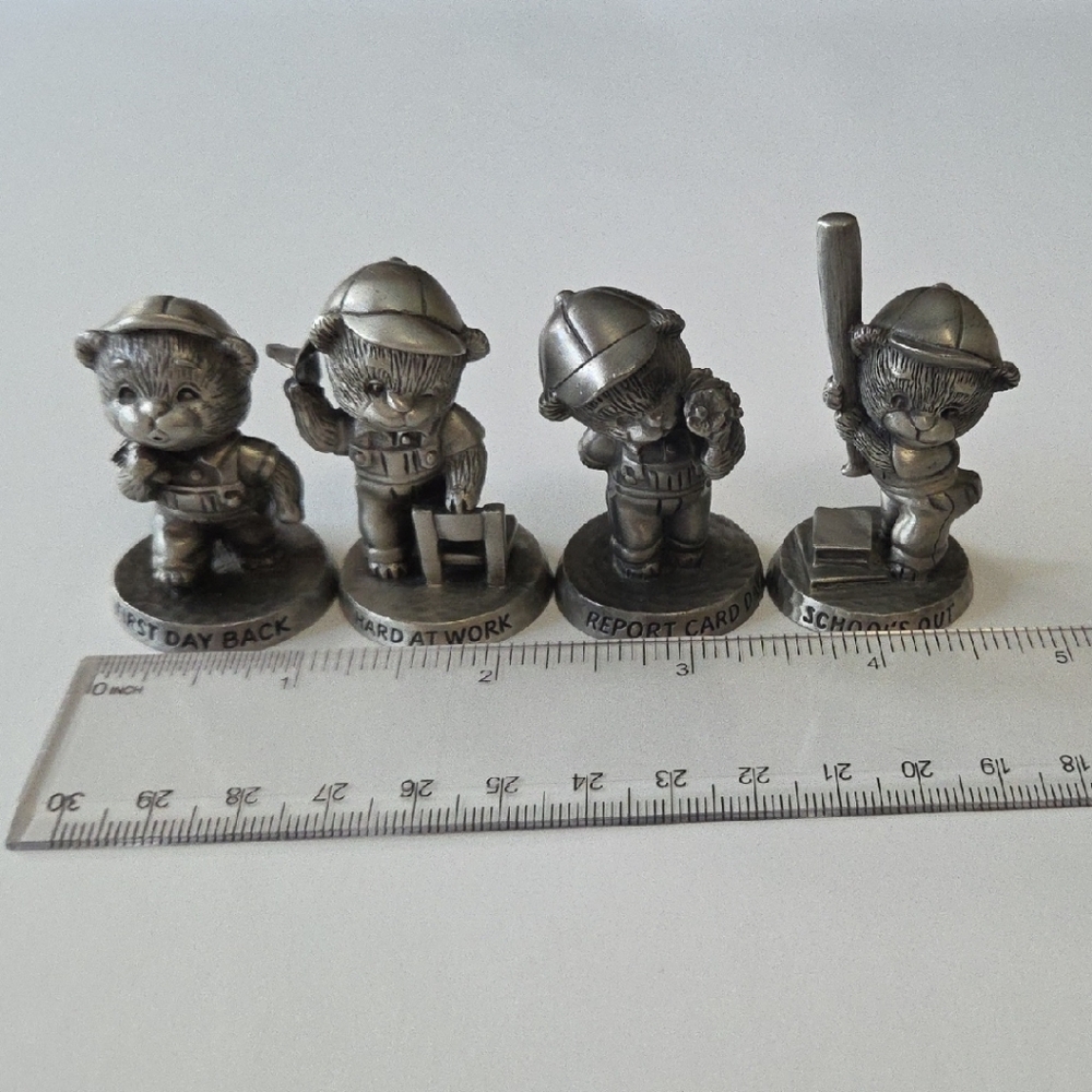 Avon 1983 & 1984 Pewter School Days Bears